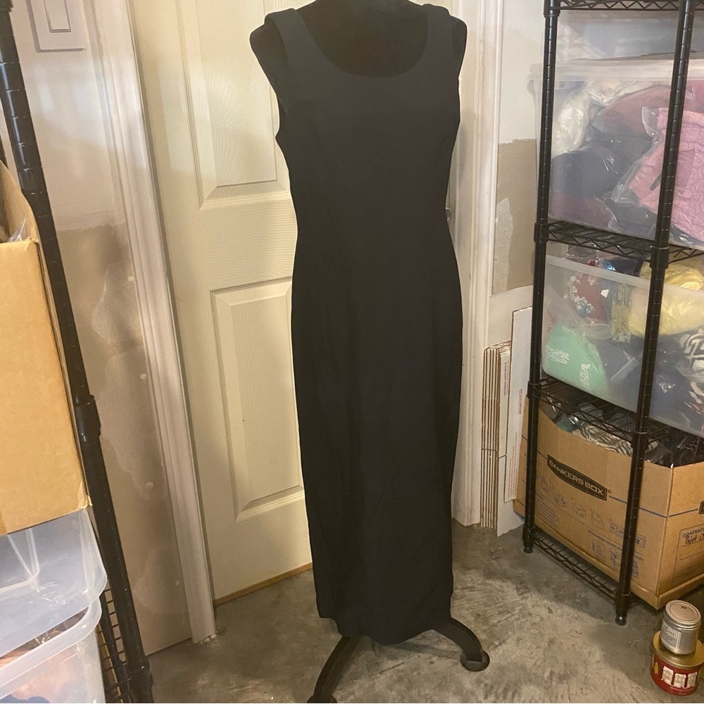 S L Fashion Dress Women Medium Maxi Pencil Black Sleeveless Scoop neck Dress